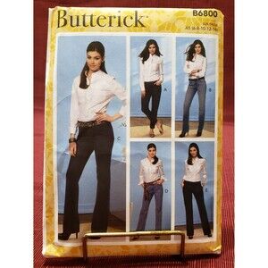 Misses Jeans And Trousers Sewing Pattern Butterick B6800 Size 6, 8, 10, 12, 14
